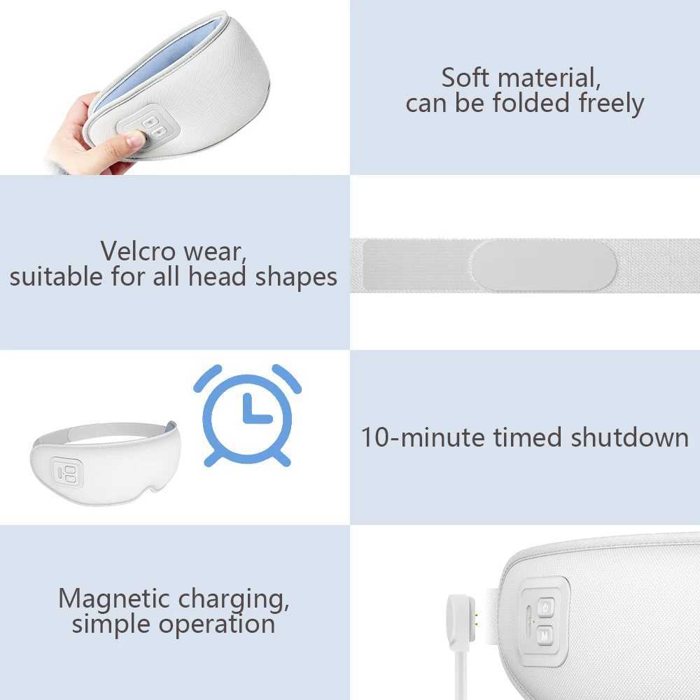 Cold Hot Compress Eye Mask Vibration Heated Eye Massager 3D Design Soothing Massage Eye Care Relax Relief Fatigue Sleep TravelXJ250224