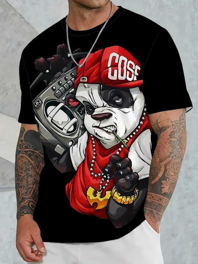 3D Graffiti Headphones Printed Mens Fashion T-shirt Summer Daily Casual Mens T-shirt Urban Street Mens Short-sleeved Top W250224
