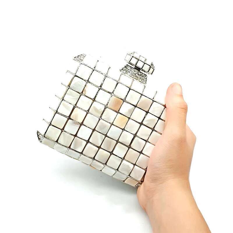 Elegant Traditional Bridal Wedding Party Rhie Purses Women Evening Clutches Classical Square Shell Crystal Bag