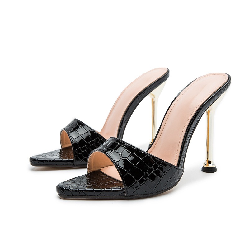 Elegant Super High Heeled Shoes for Ladies - Snakeskin Textured Pumps