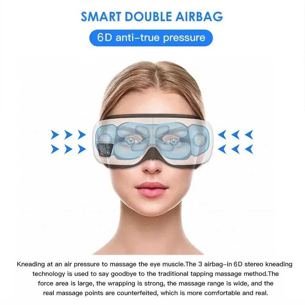 6D intelligent eye massager Airbag thermal compression Bluetooth music vibration heating eye massage care facial mask relax fatigue travel restXJ25022