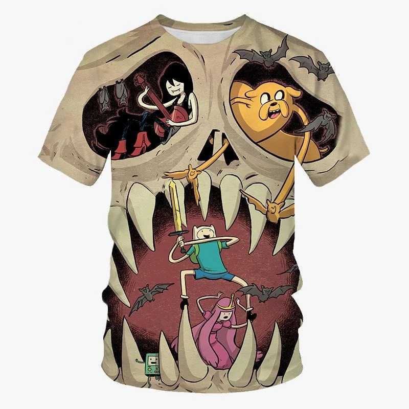 Summer New Classic Cartoon Animation 3D Printing Mens Fashion T-shirt Personality Hip-hop Funny Casual Women Kids T-shirt Tops W250224