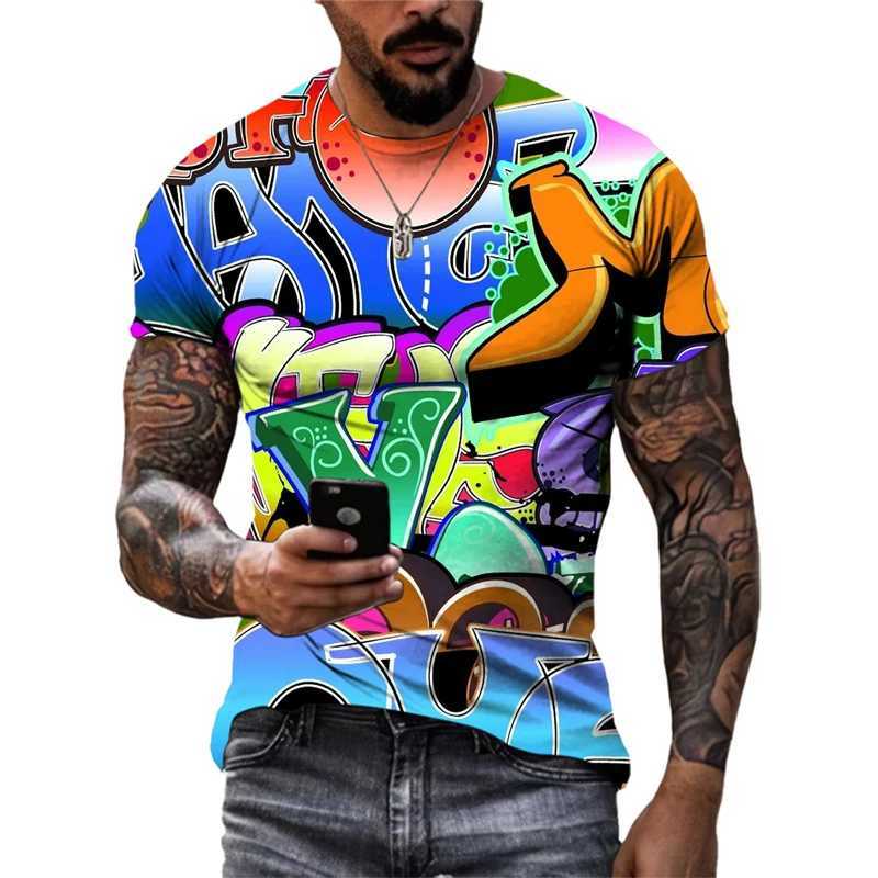 Summer New 3D Printed Graffiti Men T-shirts 2023 Trend Fashion Casual Street Art oversized t shirt Hip Hop harajuku O-neck Tees W250224