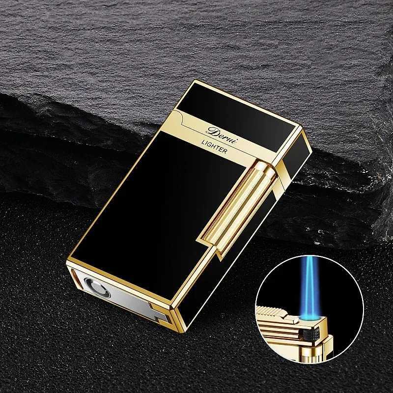 Derui Metal Gas Lighter Creative Windproof Grinding Wheel Butane Lighter Mens Fun Gift Cigarette Accessories Tool GiftT250224