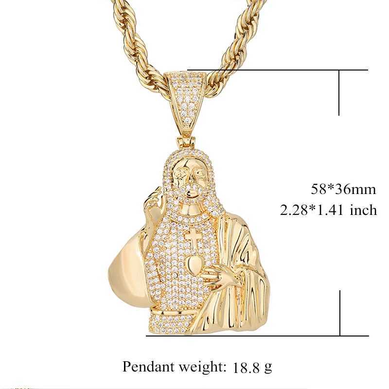 Cool design hip-hop 14k gold-plated Jesus religious moissanite copper pendant charm necklace X250224