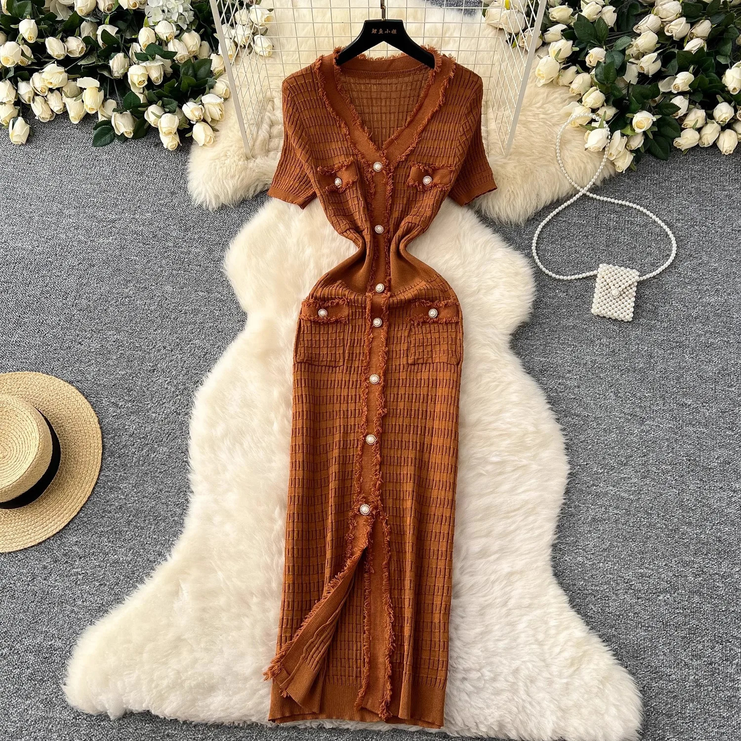 YuooMuoo Chic Fashion Sexy Slim Wrap Bodycon Dress Summer Style Women Knitted Long Elegant Office Lady Vestidos 250222