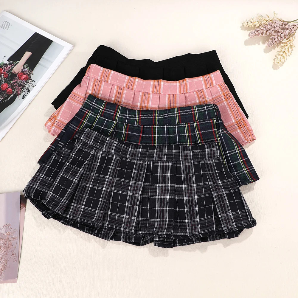 Ultrashort Pink Plaid Women Pleated Skirts Summer Short School Cosplay JK Mini Skirts Sexy Fashion Student Clubwear Harajuku 250224