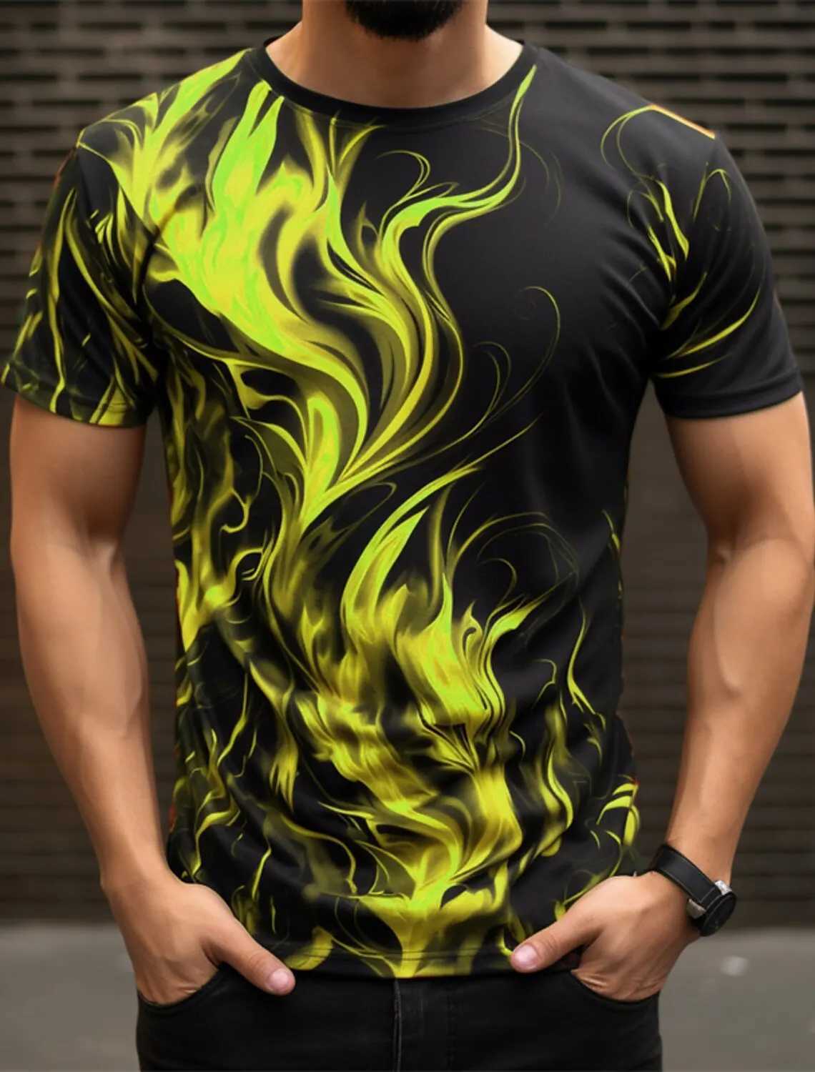 Fashion Mens Trend T-Shirts Short Sleeve Flame Series 3d Printed Street T Shirt 6XL Plus Size O-Neck Casual Tops W250224