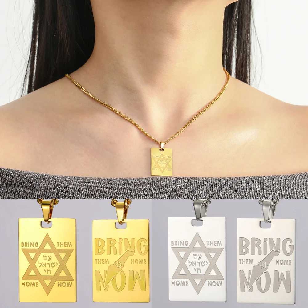 VASSAGO Star of David Necklace Judaic Hebrew Bring Them This Double Sides Carved Pendant Stainless Steel Your Jewelry X250224
