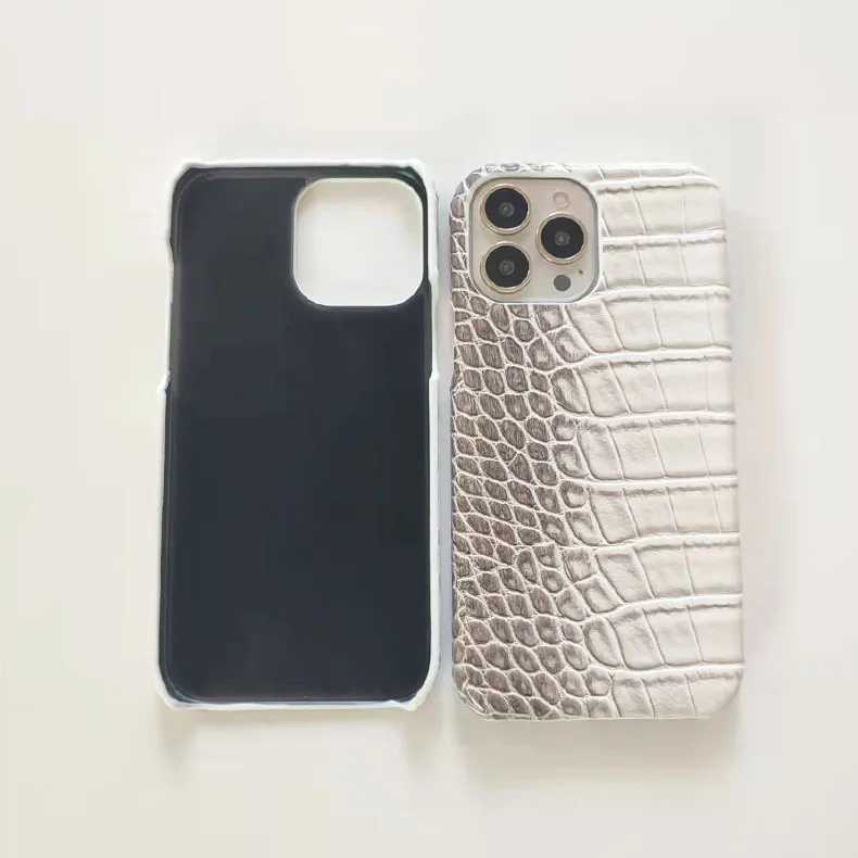 Crocodile Grain Leather Case For iPhone 16 13 14 11 12 15 Pro Max XR X XS 6 6S 7 8 Plus SE2020 Gradient Hard PC Shockproof Cover X250224
