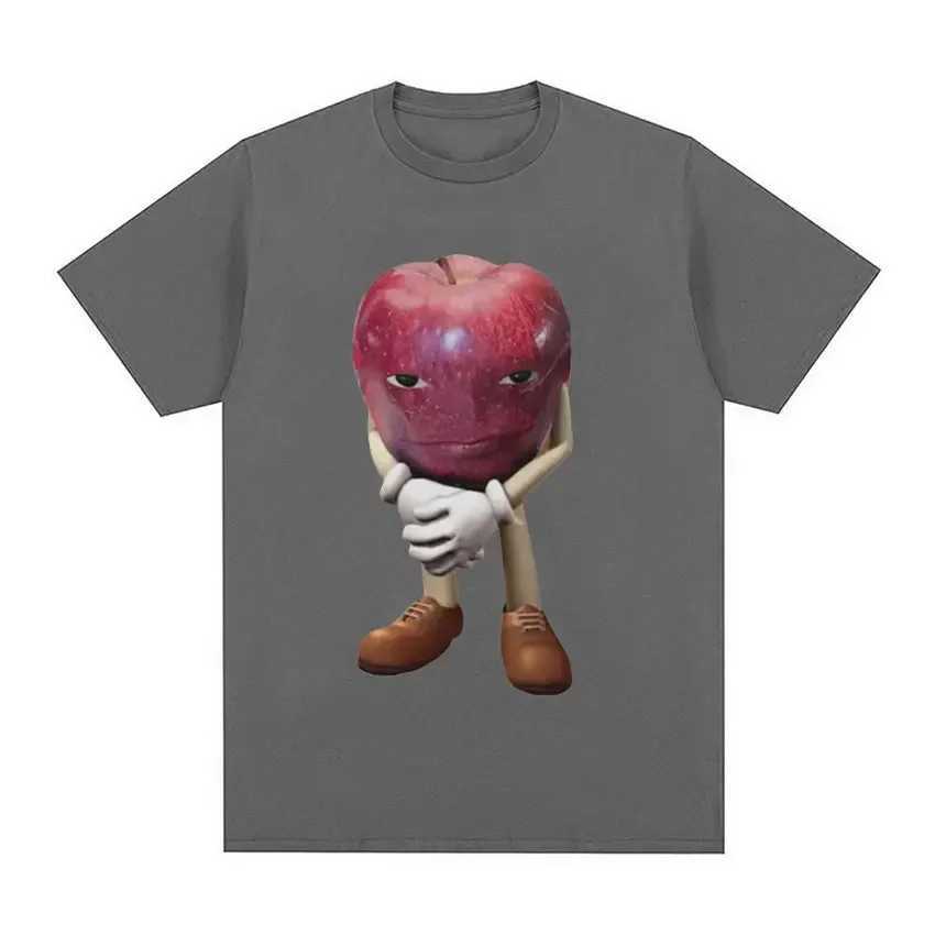 Funny Me Asf Apple with Face Meme T-shirt unisex fashion high-quality T-shirt mens retro casual short sleeved T-shirt top W250224