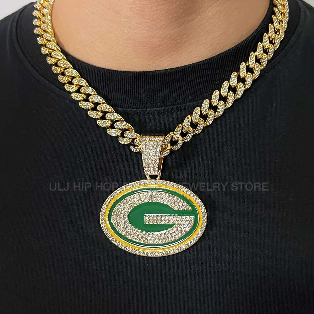 J Hip Hop Round G Letter Chain Necklace with Cuban Mi D Out Sparkling Fashion Cuban Jewelry X250224