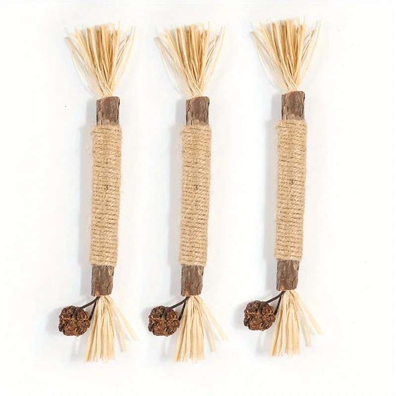 1 Pc Toys Siervine Chew Polygonum Kitty Raffia Grass Supplies Cleaning Teeth Stick Pet Bite Cat Toy Hemp Rope