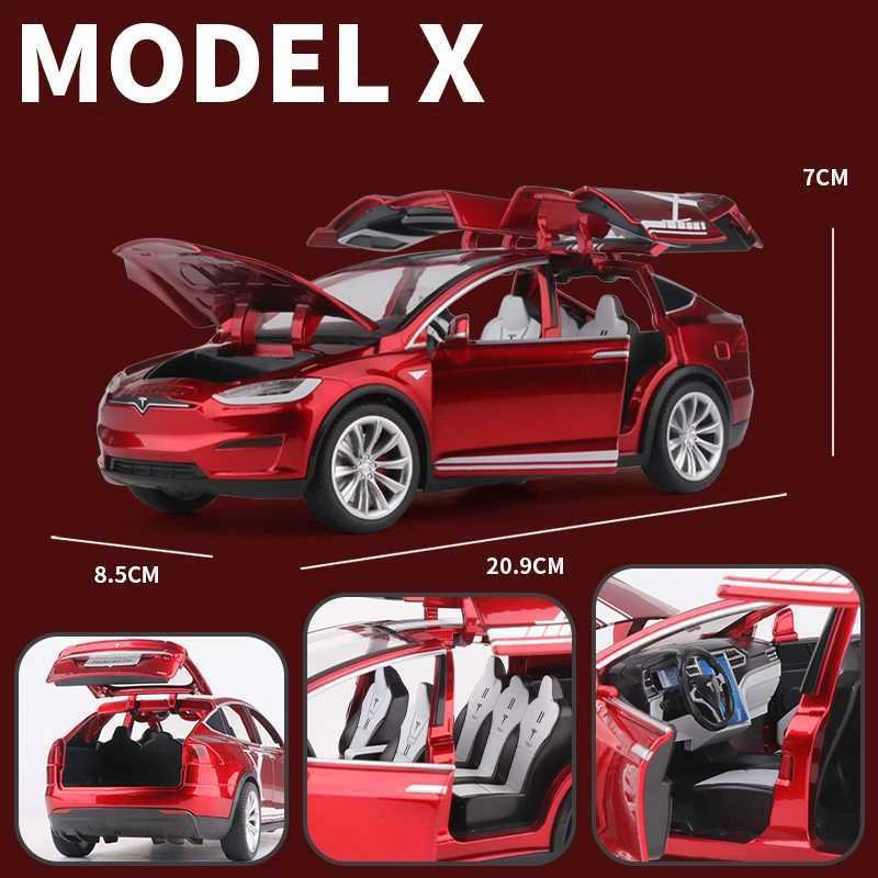 1 20 Tesla X Alloy Diecast Metal Modified Vehicles Car Model Silation Collection Sound Light Toy Gift Free shipping