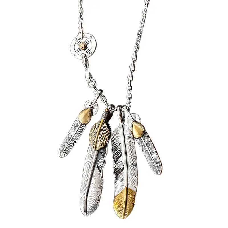 Classic Feather Necklace Set Hip Hop Punk Style Chains Exquisite Pendant Men Business and Dineering Banquet Jewelry X250224