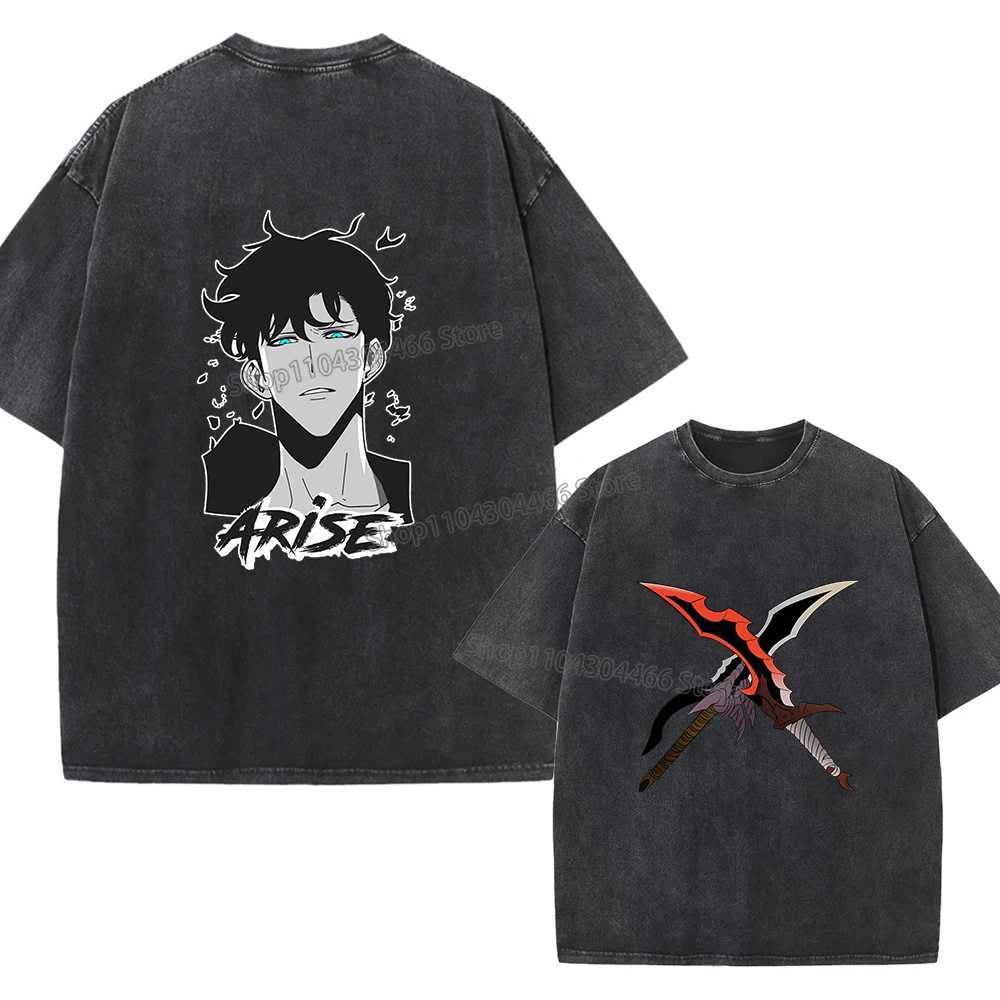 Solo Leveling 00% Cotton Washed T Shirt for MenWomen 230g T-Shirt Y2k Shirt Clothes Streetwear Oversize Shirts Trendy Clothes W250224