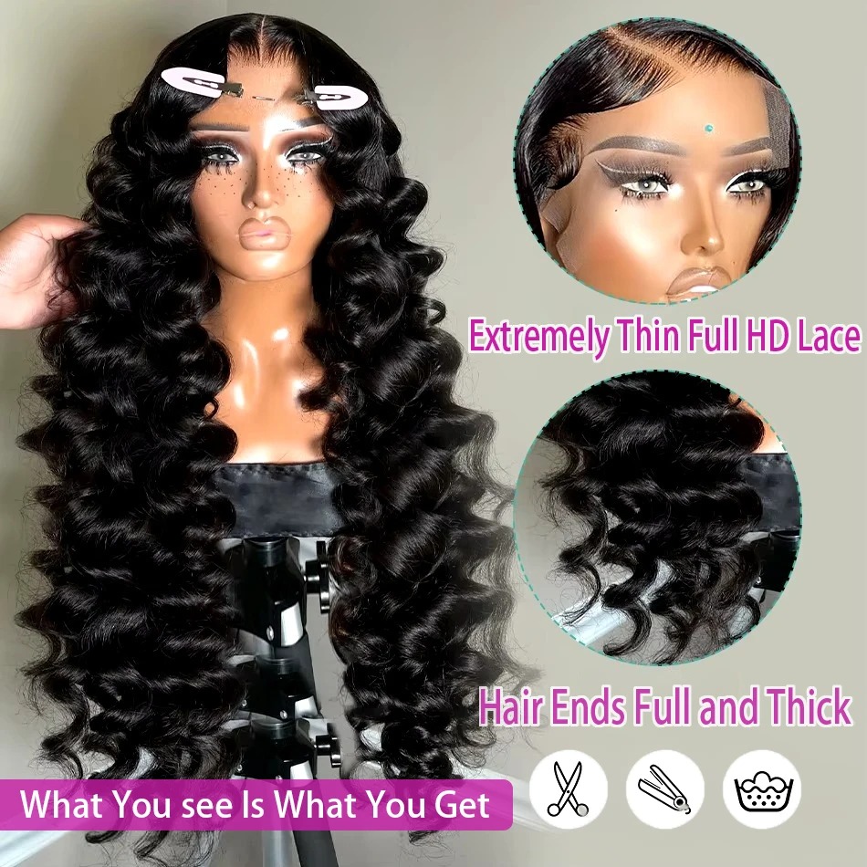 Free shipping 250% Peruvian Hair 30 38 40 Inch 13X6 Deep Hd Frontal Wig Black 13X4 Water Loose Wave Lace Front Wigs Synthetic Preplucked for Women