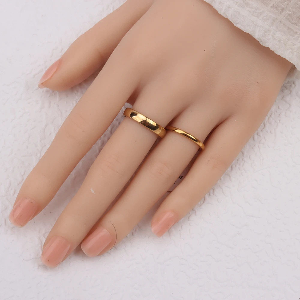 50Pcs/Lot Wholesale Smooth Stainless Steel Ring For Men Women Party Wedding Finger Jewelry Accessories Mix Width 2/4/6mm 250218