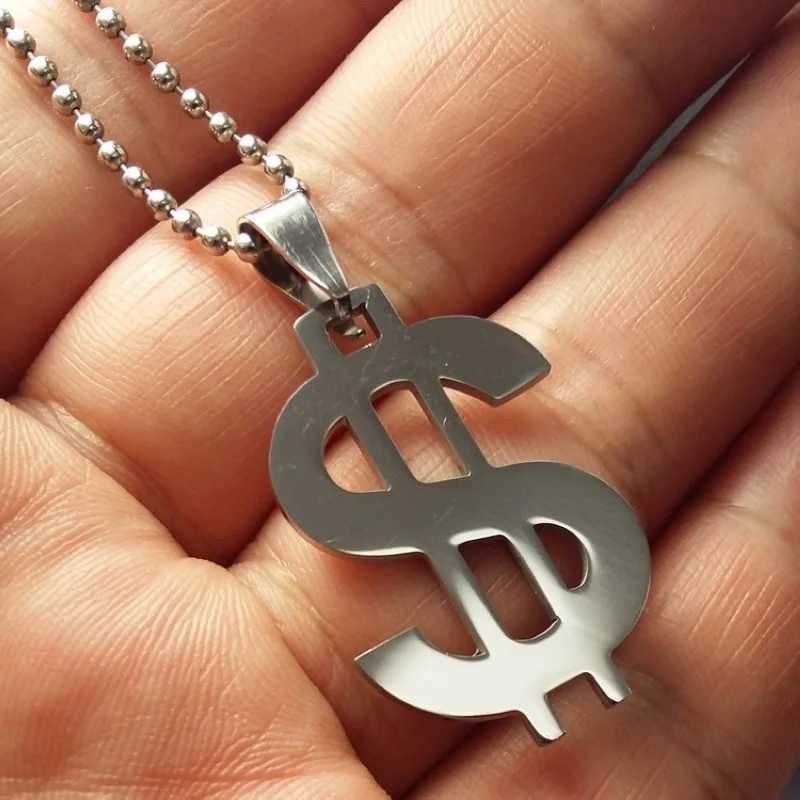 Stainless steel necklace dollar sign currency style pendant necklace fashionable used as a gift for girls at jewelry parties X250224