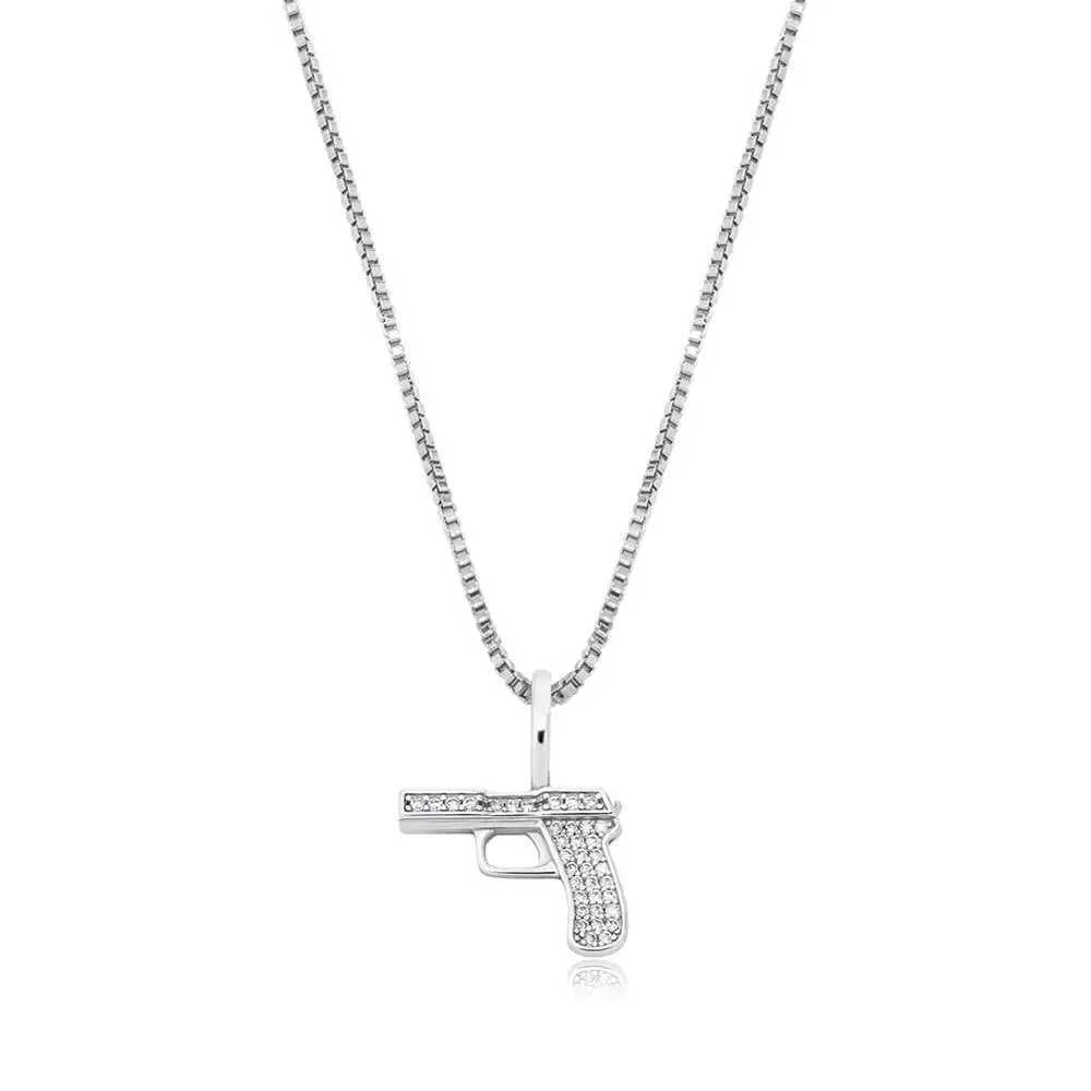 TOPGRILLZ 925 sterling silver new gun pendant high-quality d cubic zirconia pendant hip-hop fashion exquisite jewelry gift X250224