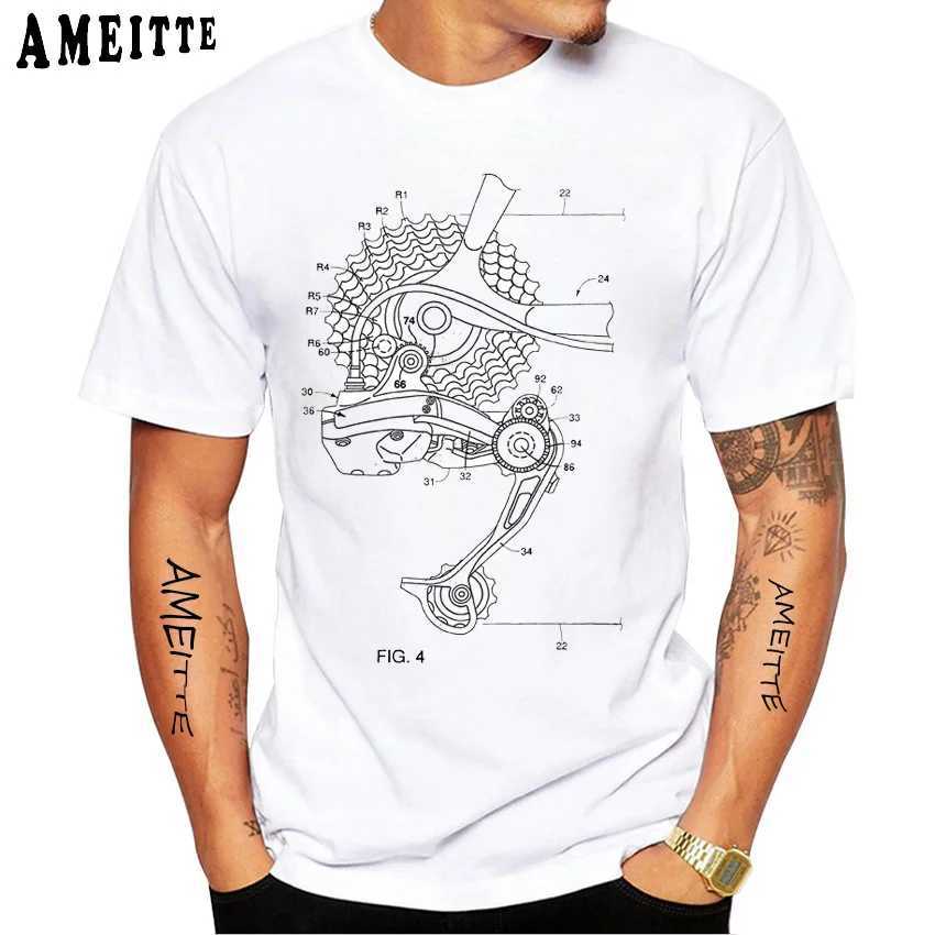 New Summer Men Short Sleeve Anatomy Bike Gear Deconstructed Design T-Shirt Funny Bicycle Print Boy Casual Tops Cool Man Tees W250224