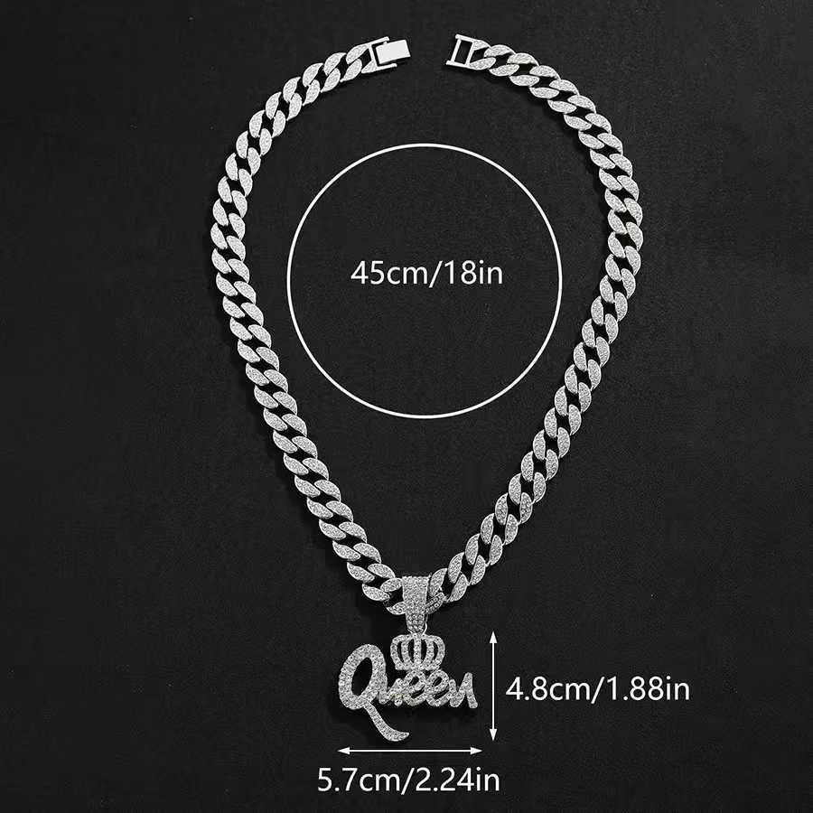 Hip Hop Alloy Fl Diamond Crown Pendant Mens Cuban Chain Jewelry X250224