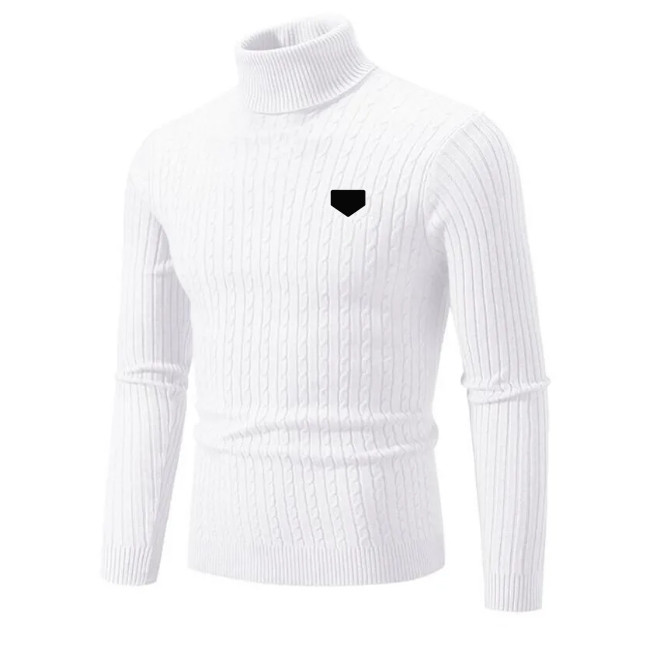 New 2024 Luxury Brand Mens Sweaters High Quality Long Sleeve Sweater Simple Solid High collar Casual Knitted Pullovers Men Sportwear Jumpers Men's Sweaters