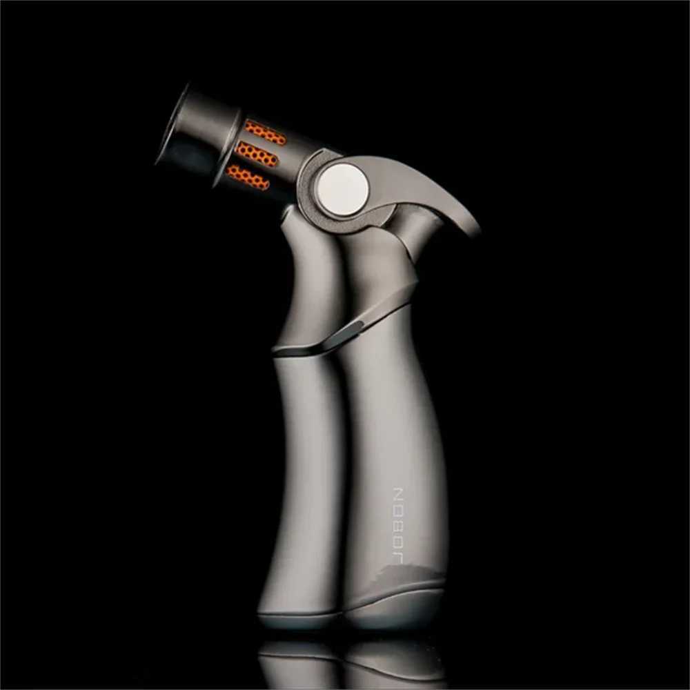 Windproof straight torch blue flame lighter Metal Windproof Cigar Lighter Powerful Blue Flame Spray Gun Turbo Butane Gas TorchT250224