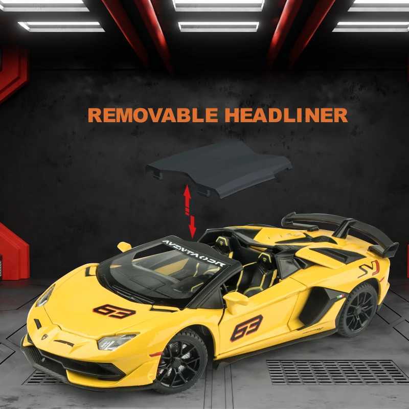 1 24 Lamborghinis Aventador SVJ63 Alloy Model Toy Diecasts Metal Casting Sound and Light Car Toys For Children Vehicle Free shipping