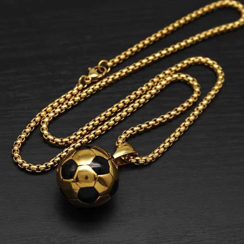 Trendmen Hiphop Rock Rapper Football Soccer Stainless Steel Pendant Necklaces For Men Bro Fashion Metal Clavicle Chain Jewelry X250224