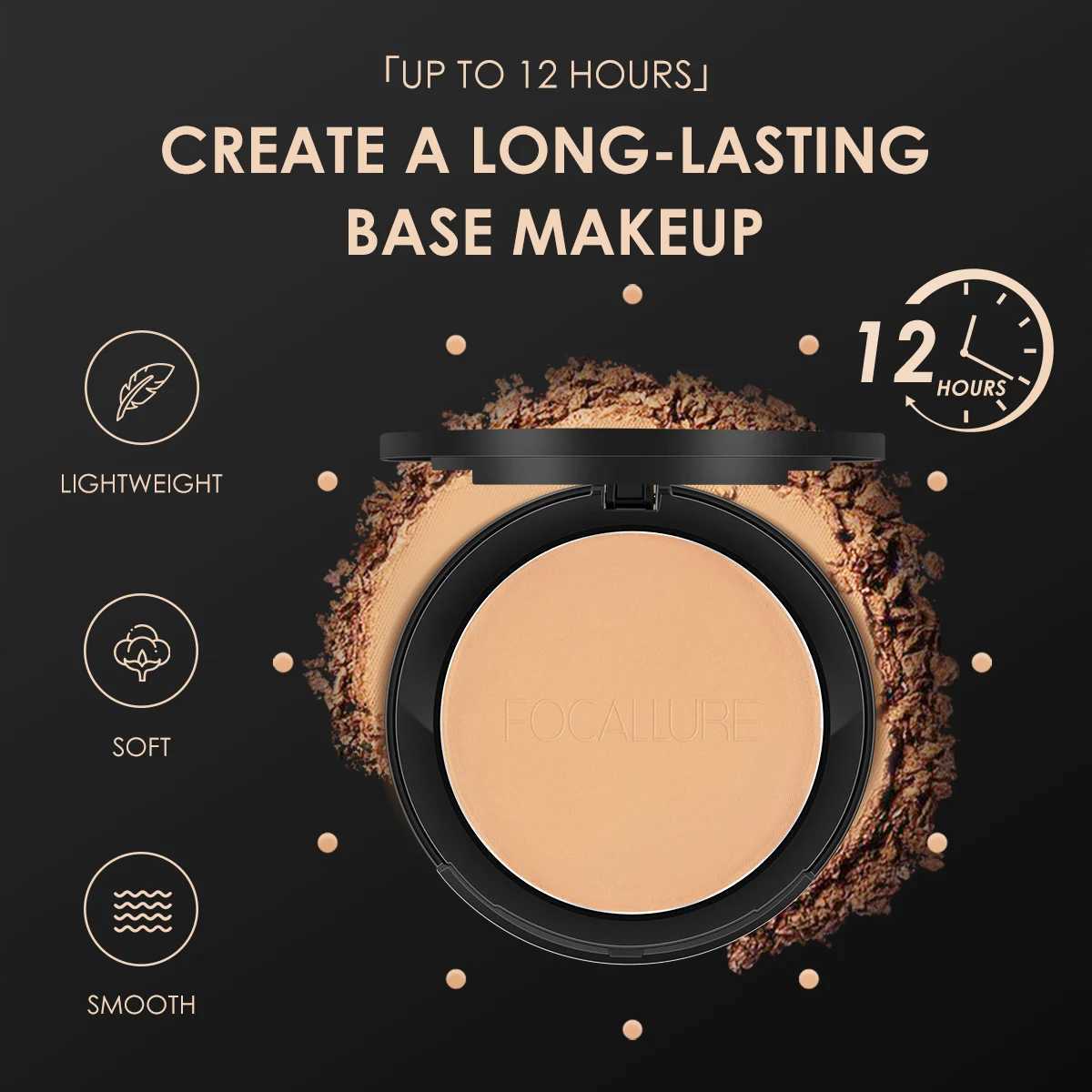 FOCALLURE 9 Colors Pressed Powder Waterproof Long-lasting Full Coverage Face Compact Setting Powder Makeup Foundation CosmeticsXJ250224