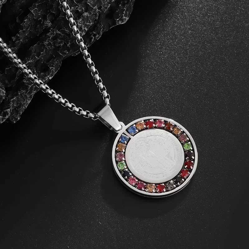 Stainless steel colored zircon St. Bakers Cross pendant necklace Wens fashion lucky talisman jewelry X250224