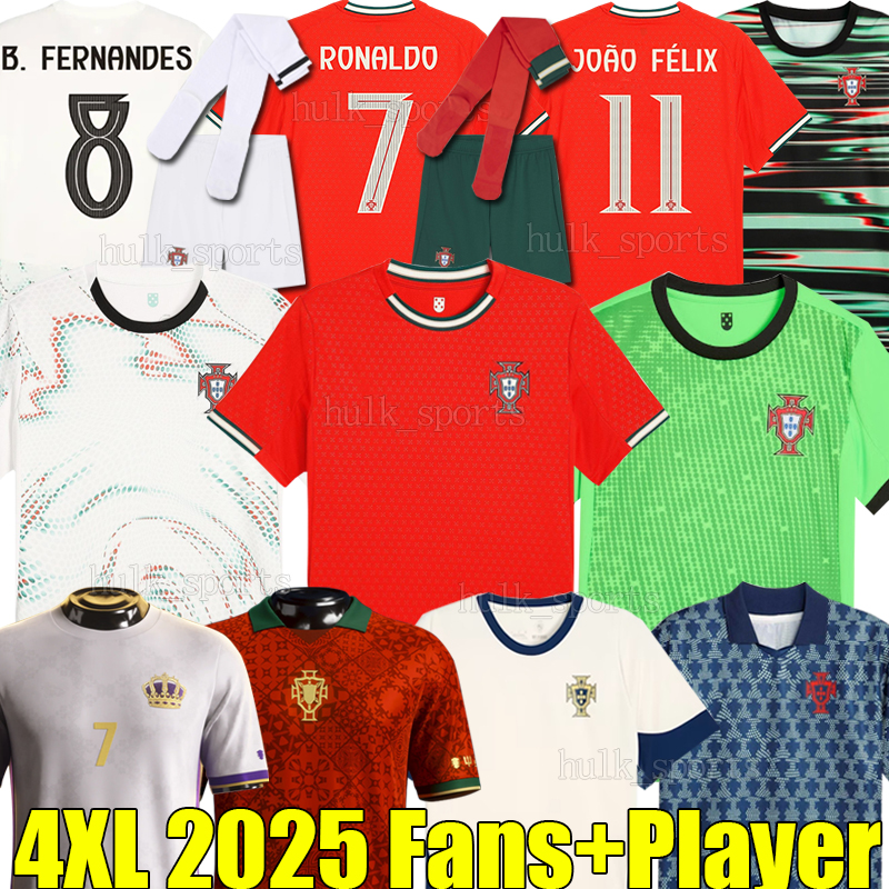 4XL 2025 PortugalS soccer Jerseys Portuguesa CR7 JOAO FELIX BERNARDO B. FERNANDES R.LEAO NETO OTAVIO VITINHA 25/26 Portogallo men kids kit socks set football shirt