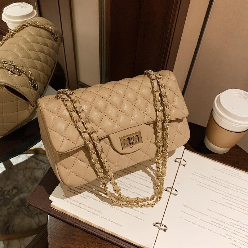 Women's Bag Summer New Trendy Bag Women's Fashion Texture Versatile Diamond Grid Chain Cross Shoulder Handheld Small Square Bag