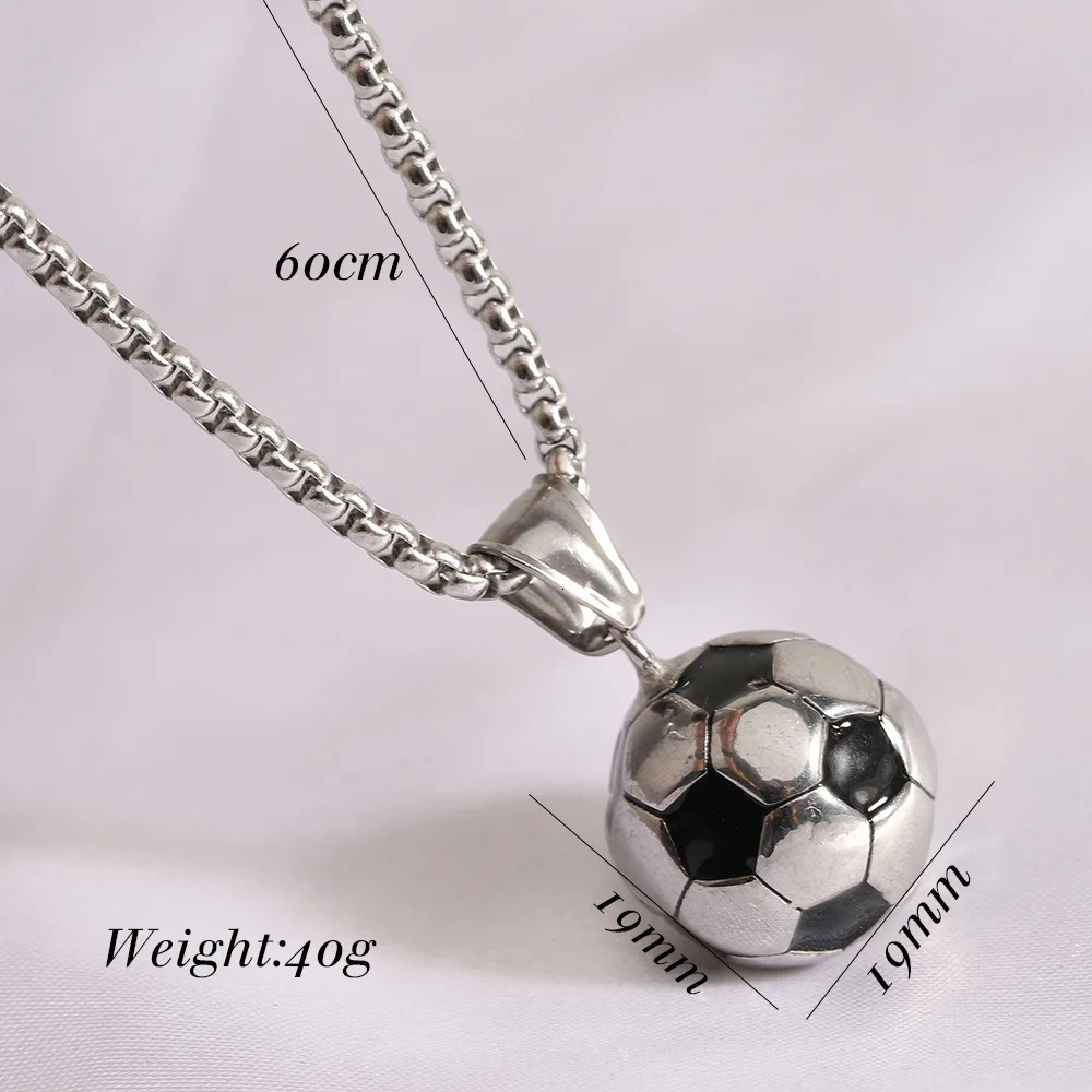 HNSP Stainless Steel Football Pendant Chain Necklace For Men Boy Jewelry Soccer Accessories Birthday Gift 250117