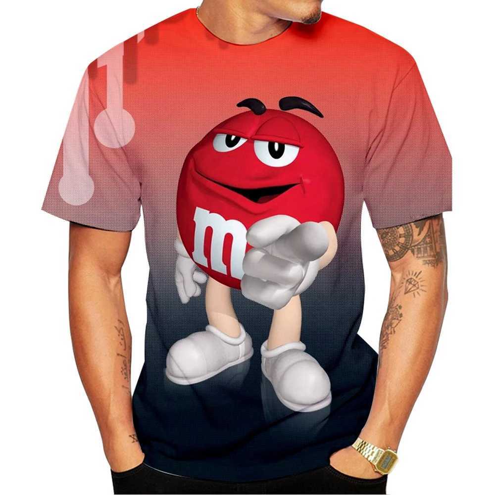 Fun snacks M M beans fashionable and personalized 3D printed mens T-shirt W250224