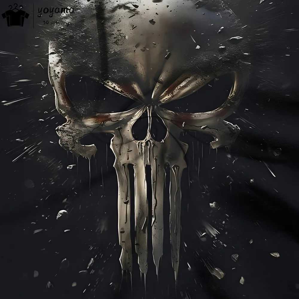 Vintage Horror Skull Print Mens Clothing Classic Casual T shirt Mens O Neck Short Sleeve Tee Fashion Loose Oversized T-shirt Top W250224