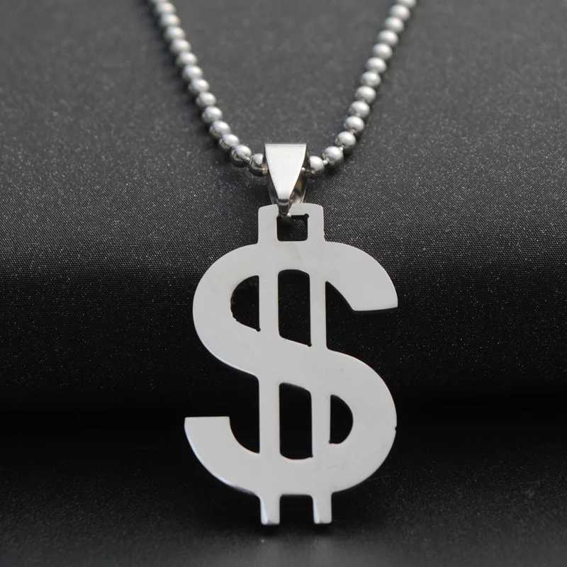 Stainless steel necklace dollar sign currency style pendant necklace fashionable used as a gift for girls at jewelry parties X250224