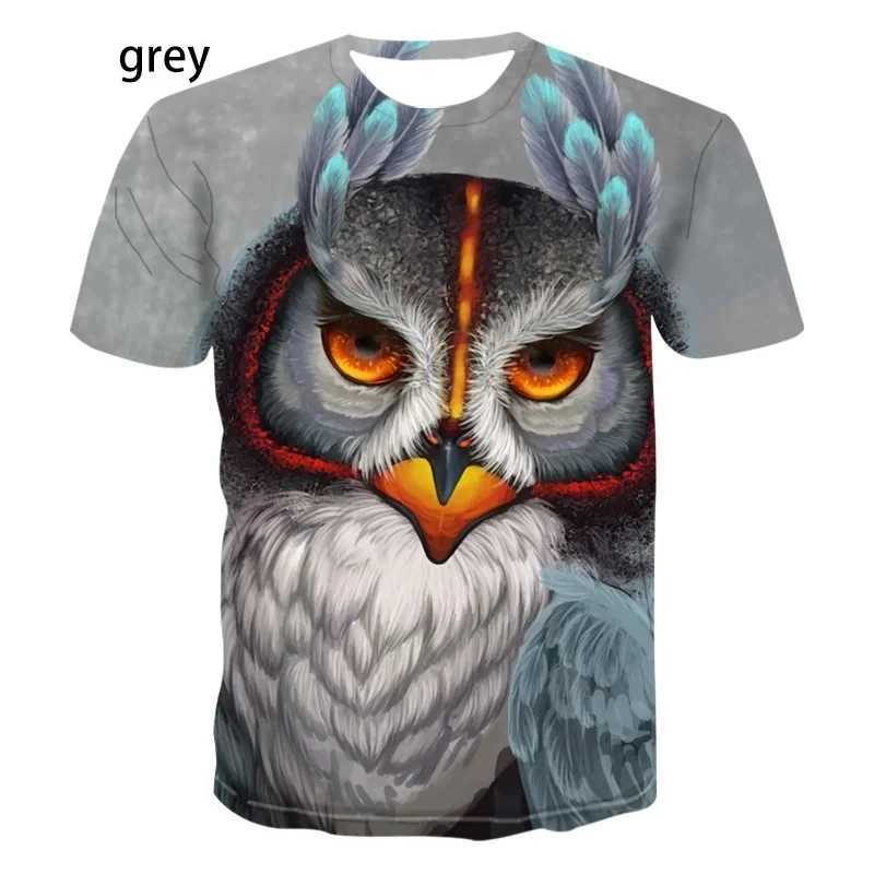 Mens Womens Fashion Printing Owl 3D Men T-Shirt Summer Cute Bird Pattern Short Sleeves Animal Tee W250224
