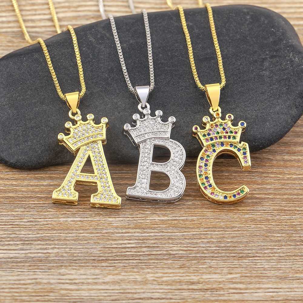 Nidin High Quality 26 A-Z Letters Inlaid Zircon Pendant Necklace Initials Alphabet 3 For Women Jewelry Accessories X250224