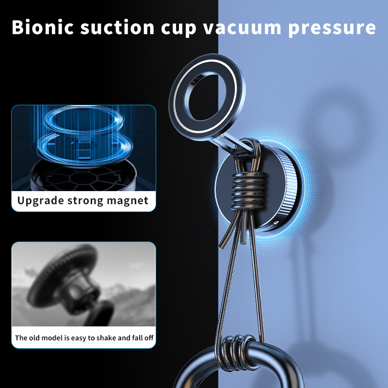 Car vacuum magnetic phone holder, 360 ° adjustable suction cup, foldable portable magnetic suitable for all smartphones and all car models and gym/bat