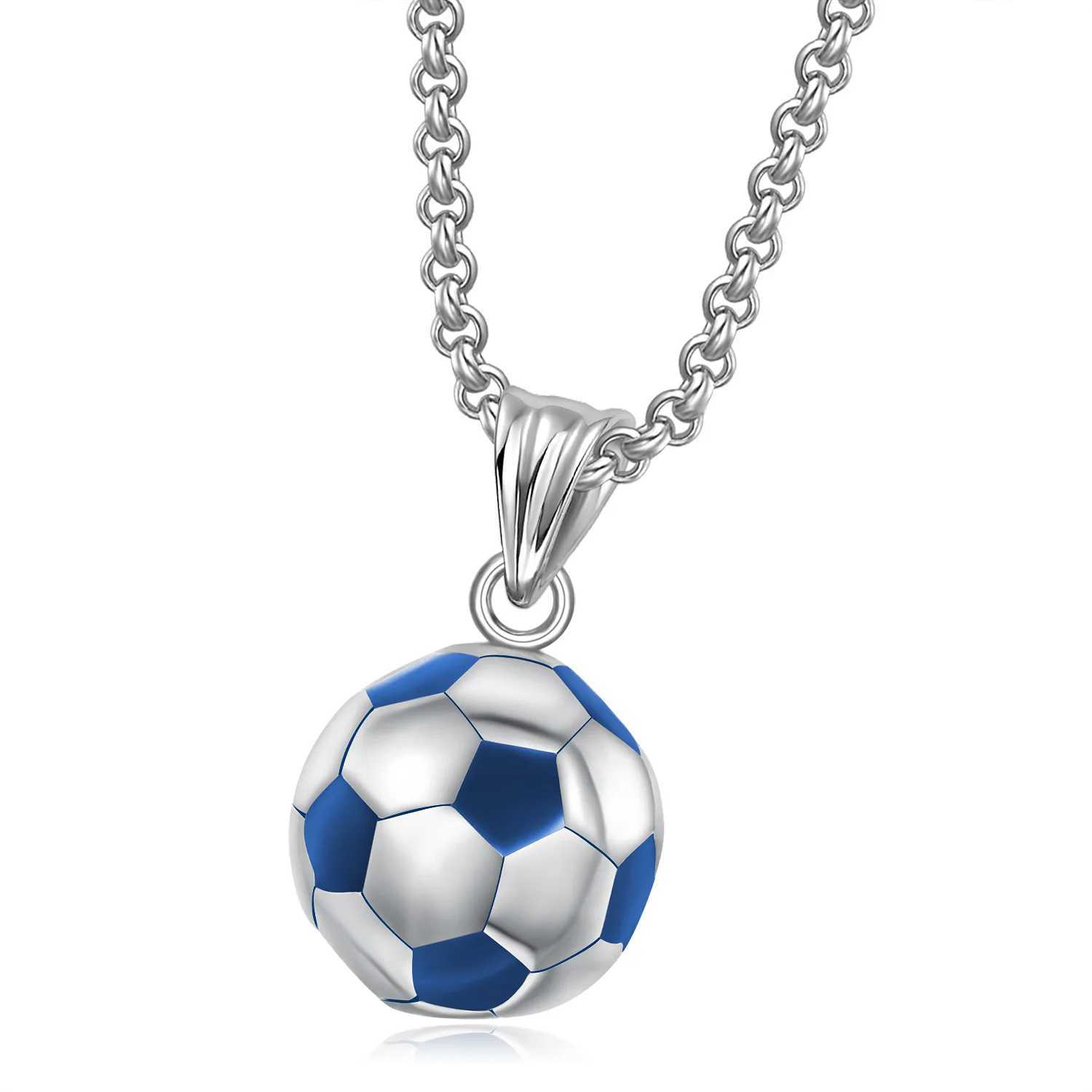 Stainless steel titanium sports football pendant necklace mens text couple friend gift jewelry X250224