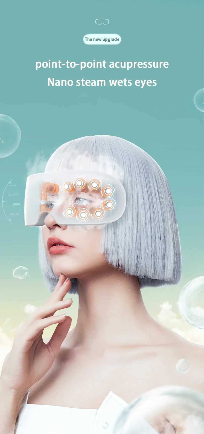 Smart Nano Steam Eye Massager Eye Care Instrument Atomizing Eye Massager Point Acupressure Massager Relieve Fatigue Dark CirclesXJ250224