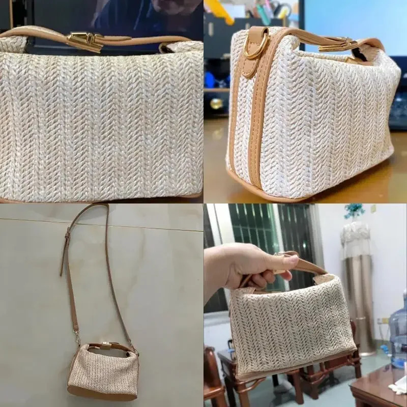 Summer Bag Small Woven Bucket Crossbody Straw Handbag Trendy Shoulder Casual Seaside Beach Gilrs Handle Tote 250221