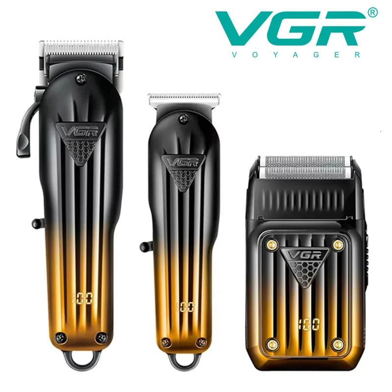 VGR Combo Kit Barber Clipper Professional Electric Shaver Rechargeable Beard And Hair Trimmer For Men Haircut Machine V-644 250222 C260312