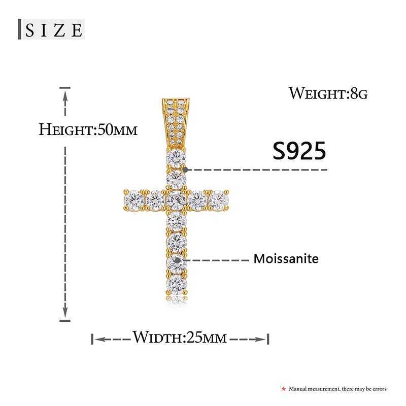 5mm Tennis Cross Pendant Hip Hop Jewelry Fly Mo Silica Pendant Necklace with Exquisite Jewelry Tennis Chain X250224