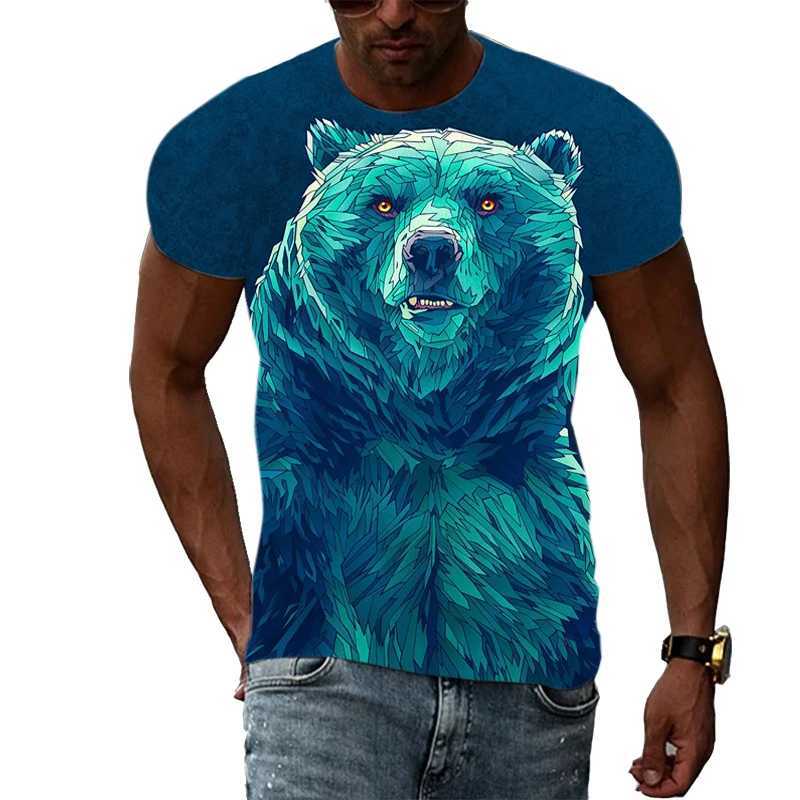 Summer Animal 3D Printing Cool Bear Mens T-shirt 202 Summer Punk Rock Fitness Street Fashion Casual Tops W250224
