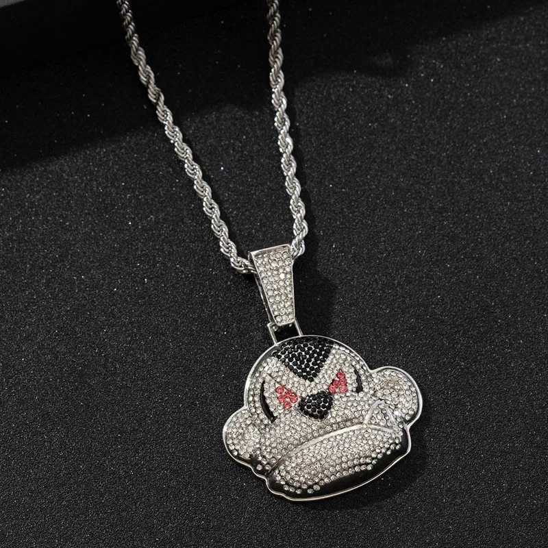 Mens Hip Hop Rhinestone Cute Monkey Pendant Necklace Twist Rope Tennis Chain Necklaces Hiphop Jewelry Rapper Gift X250224
