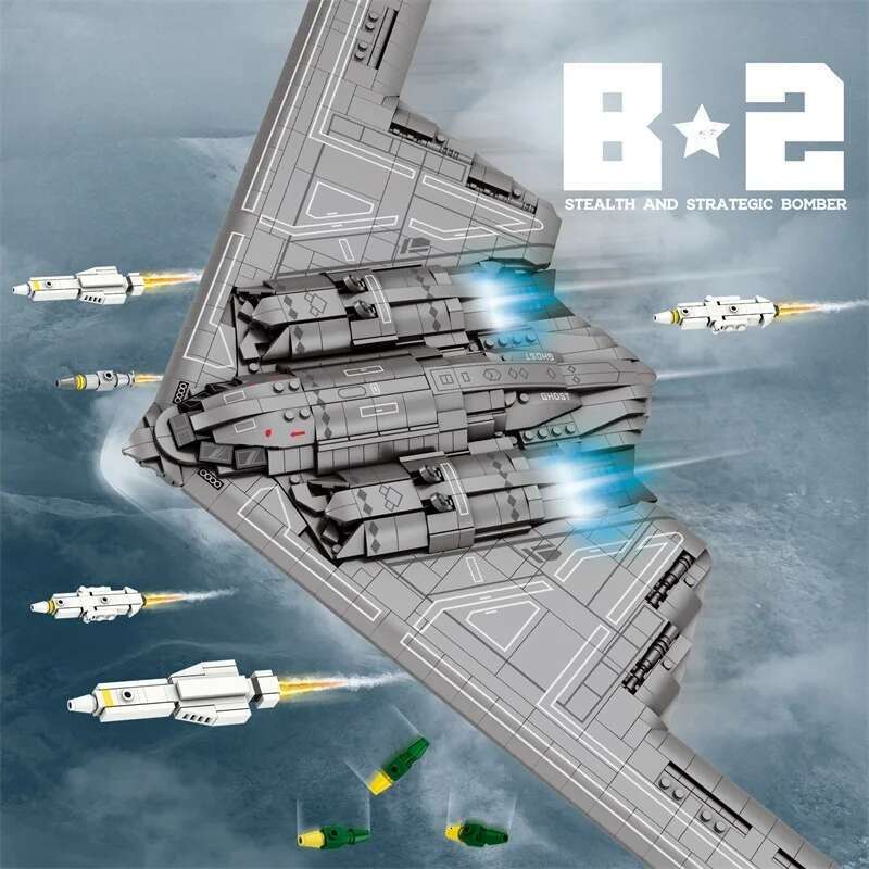 Military Technical USA B2 Stealth Ghost Bomber Fighter Building Blocks World War WW2 Specia Missile Model Bricks Kids Toys