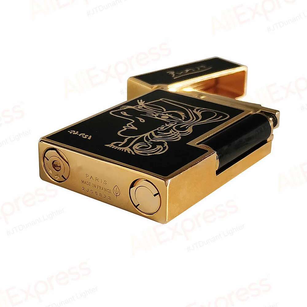 Brass Gas Lighters Lacquer Beauty Girl Pattern Cigarette Tobacco Tools Men Gifts Collections